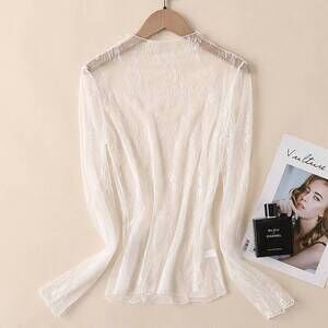 NEW ACCITY women's sexy mesh blouse in white